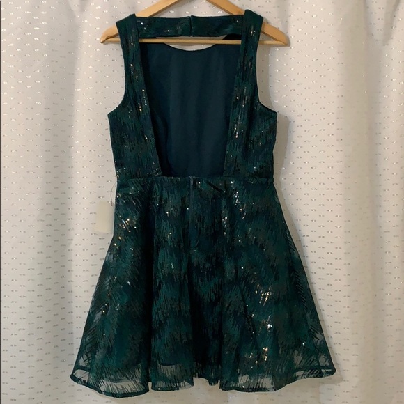 Lulus-Forest Green Sequin Backless Skater Dress - Picture 5 of 10